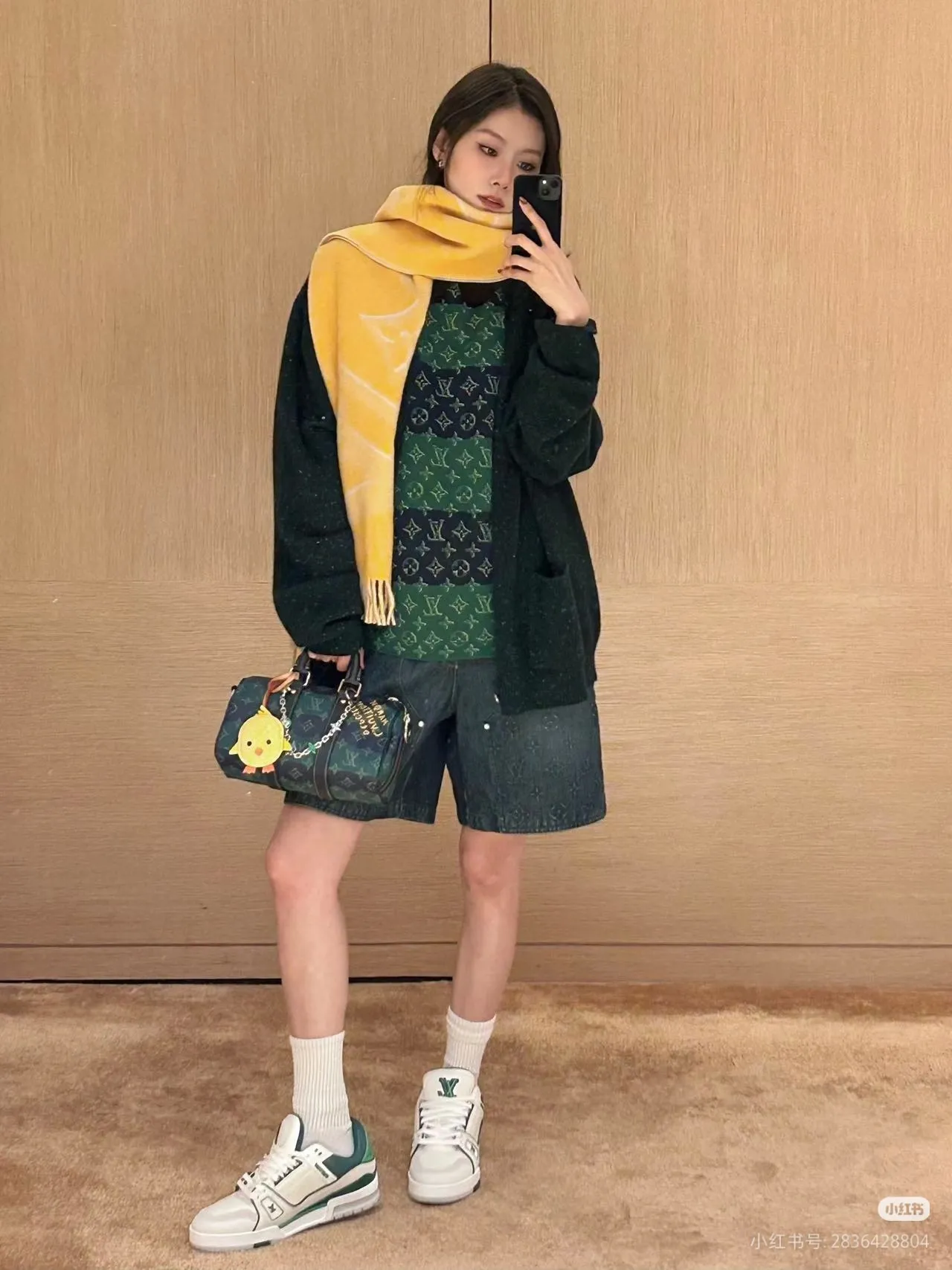 Louis Vuitton/Louis Vuitton contrasting color old flower jacquard knitted short sleeves